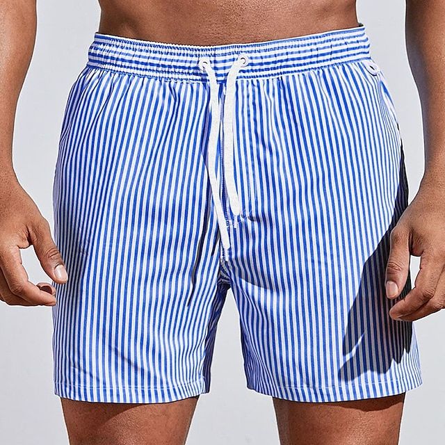 Boardshorts uomo a righe, stile classico con vita elasticizzata. Perfetti per spiaggia e vacanze.