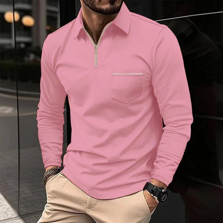 Polo a maniche lunghe uomo per un look elegante e casual, con taschino funzionale.