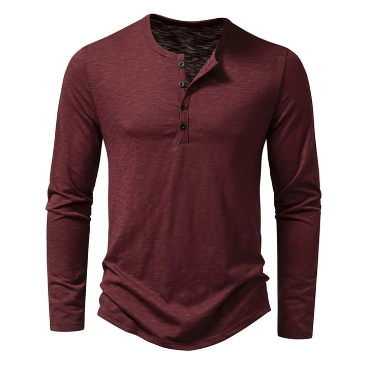 Maglia Henley uomo maniche lunghe, un capo casual ed elegante per il comfort quotidiano.