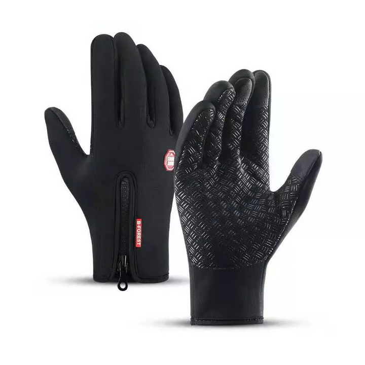 Guanti invernali donna neri impermeabili, antivento e touchscreen con zip. Perfetti per il freddo.