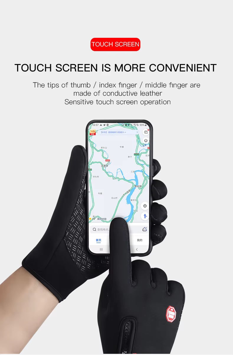Guanti outdoor donna impermeabili e antivento, touchscreen con zip, ideali per la neve.