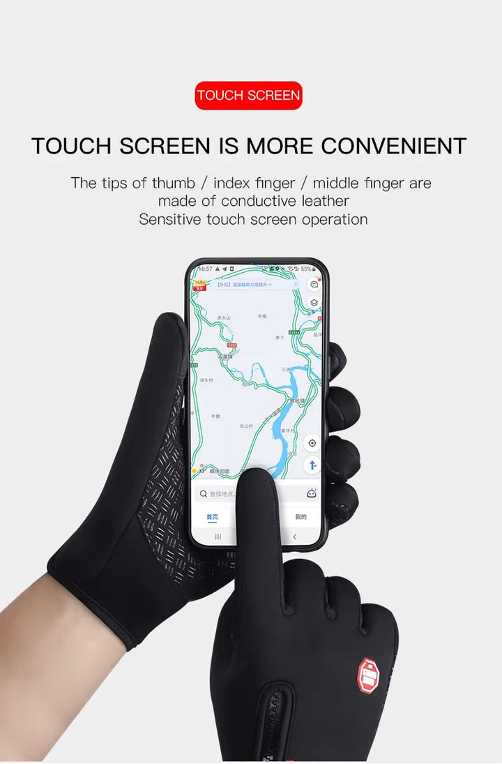 Guanti outdoor donna impermeabili e antivento, touchscreen con zip, ideali per la neve.