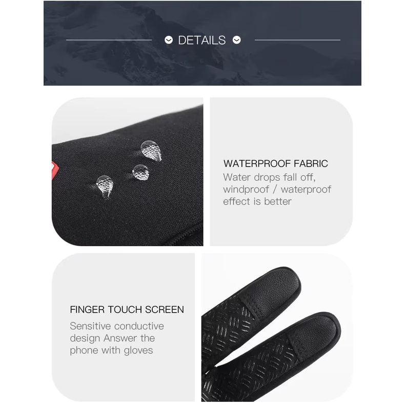 Guanti invernali da donna, resistenti all'acqua, touchscreen e antivento, con zip per comfort.