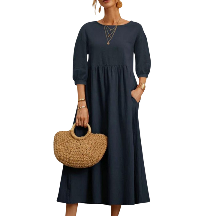 Abito lungo soffice da donna, stile autunnale comodo e versatile. Perfetto per primavera e inverno.