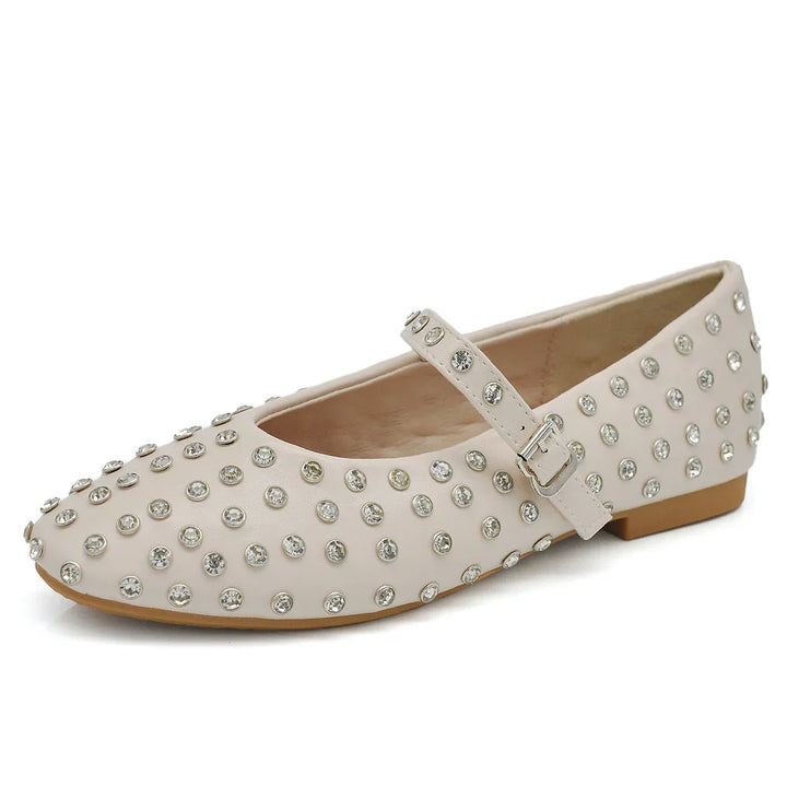 Ballerine da donna con luminosi strass e comodo cinturino regolabile, per un look glamour.