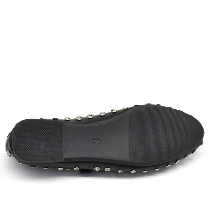 Ballerine donna con strass e cinturino regolabile, versatili scarpe basse per ogni occasione.