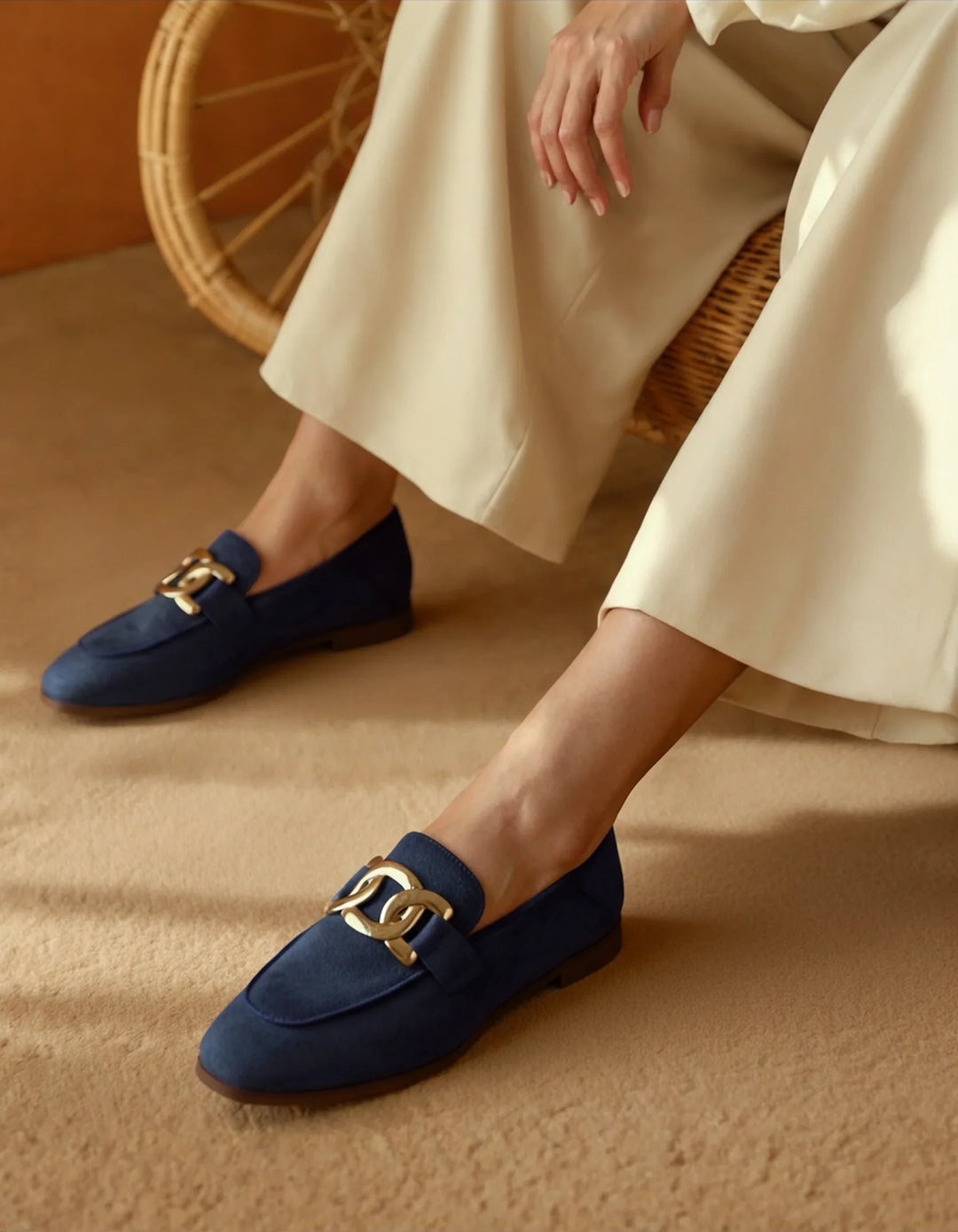 Mocassini donna opachi neri ultra comodi con fibbia dorata. Scarpe basse perfette per il tuo benessere e stile.