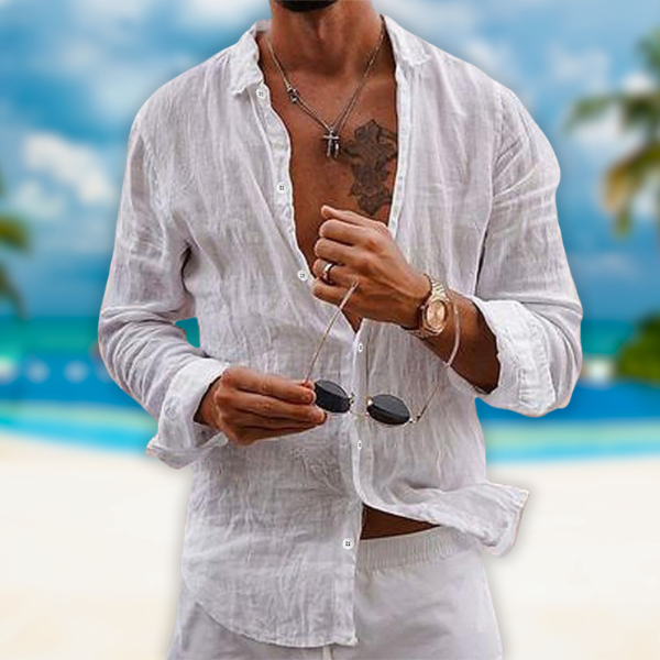 Camicia da uomo elegante casual, maniche lunghe. Stile versatile con colletto classico per la moda uomo.