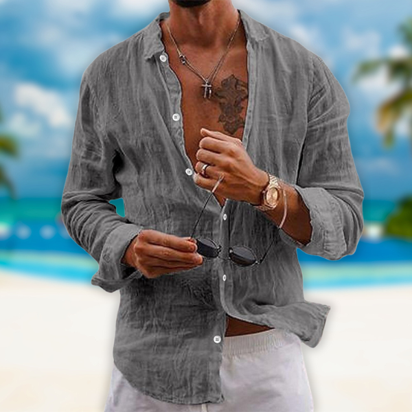 Camicia casual da uomo, maniche lunghe. Colletto classico, ideale per un look versatile e comodo.