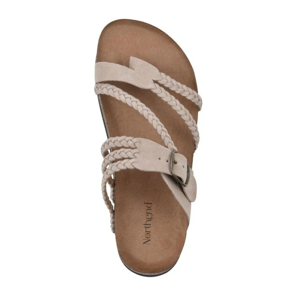 Comodi sandali donna estivi intrecciati con fibbia regolabile, perfetti per look casual e versatili.