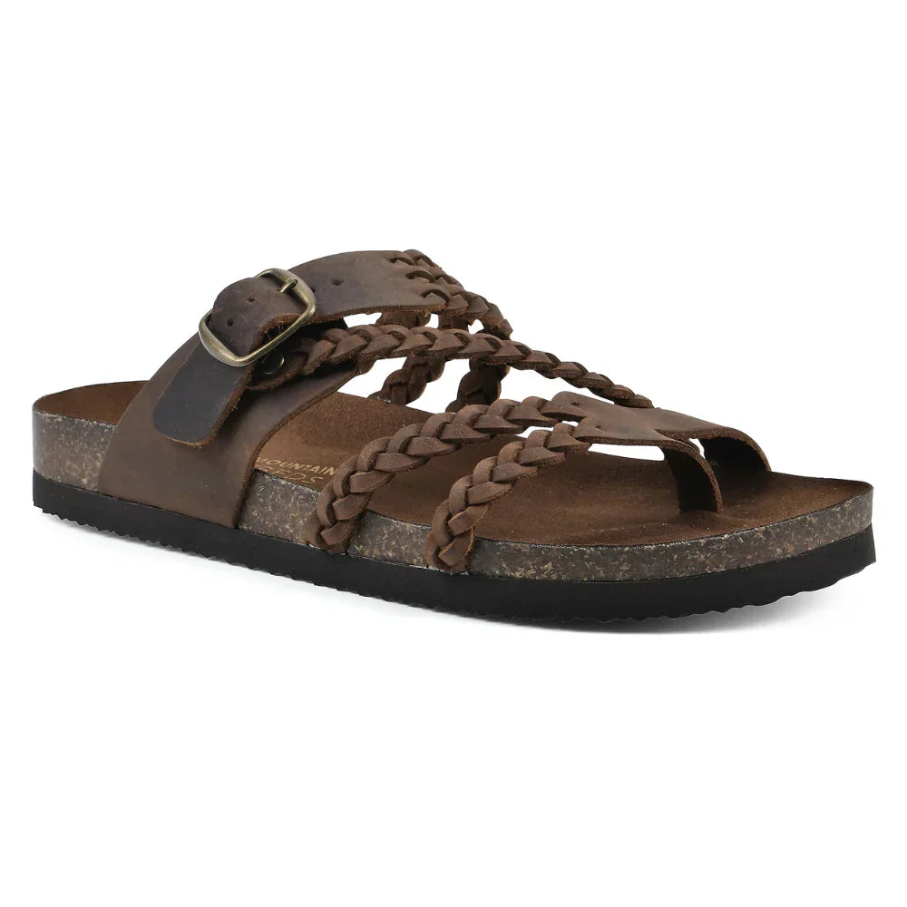Sandali donna intrecciati marroni con fibbia, comfort e stile per la moda estiva quotidiana.