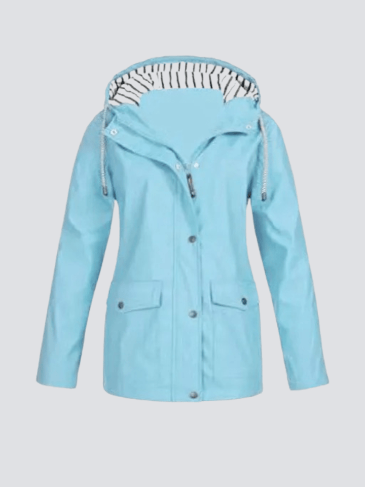 Giacca casual da donna, leggera e con cappuccio regolabile, ideale per il comfort quotidiano e viaggi.