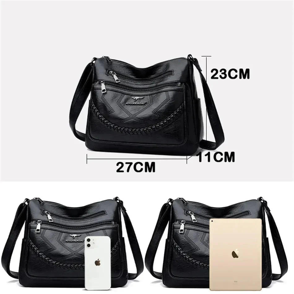 Borsa da donna in morbida pelle al tatto, con tracolla. Accessorio chic e confortevole per lei.
