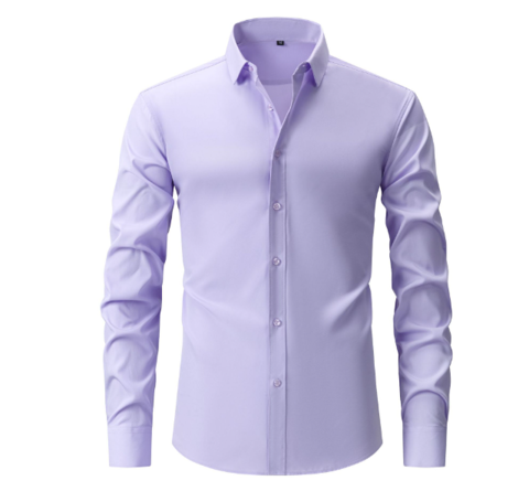 Uomo che indossa camicia formale elasticizzata senza piega, perfetta per look business ed eleganti.