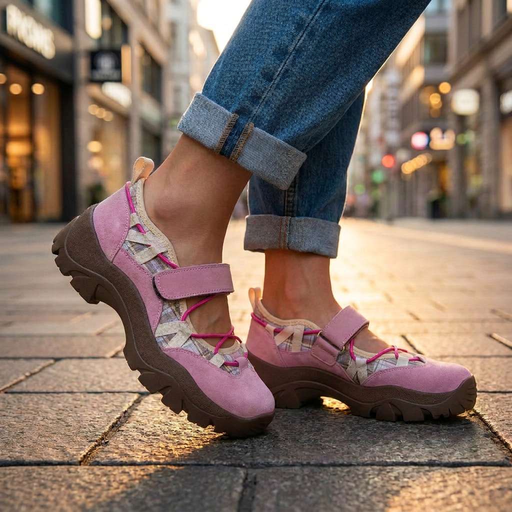 Scarpe donna: mocassini comfort con cinturino regolabile, ideali per lunghe passeggiate quotidiane.