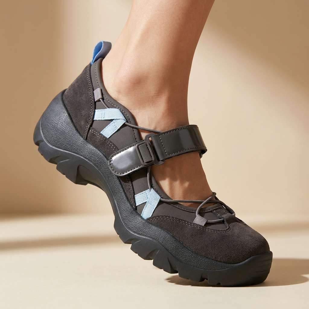 Calzature casual donna: mocassini con cinturino regolabile e suola ammortizzata per il benessere.