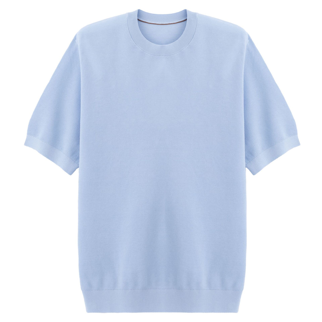 Maglietta maschile con girocollo, maniche corte. Comfort traspirante, perfetta per un look estivo moderno.