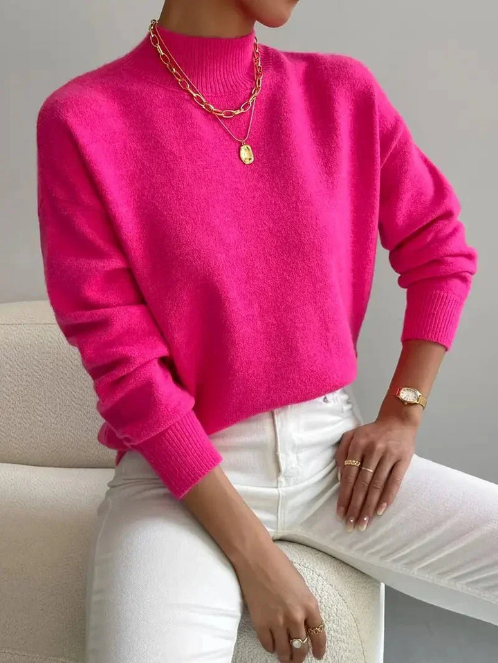 Maglione donna collo alto per un comfort caldo e uno stile versatile. Maglieria essenziale per l'inverno.