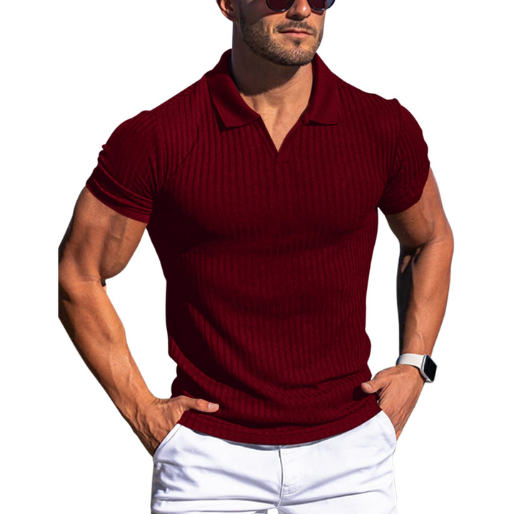 Polo da uomo confortevole, aderente a coste, maniche corte, per un look casual ma raffinato, ideale ogni giorno.