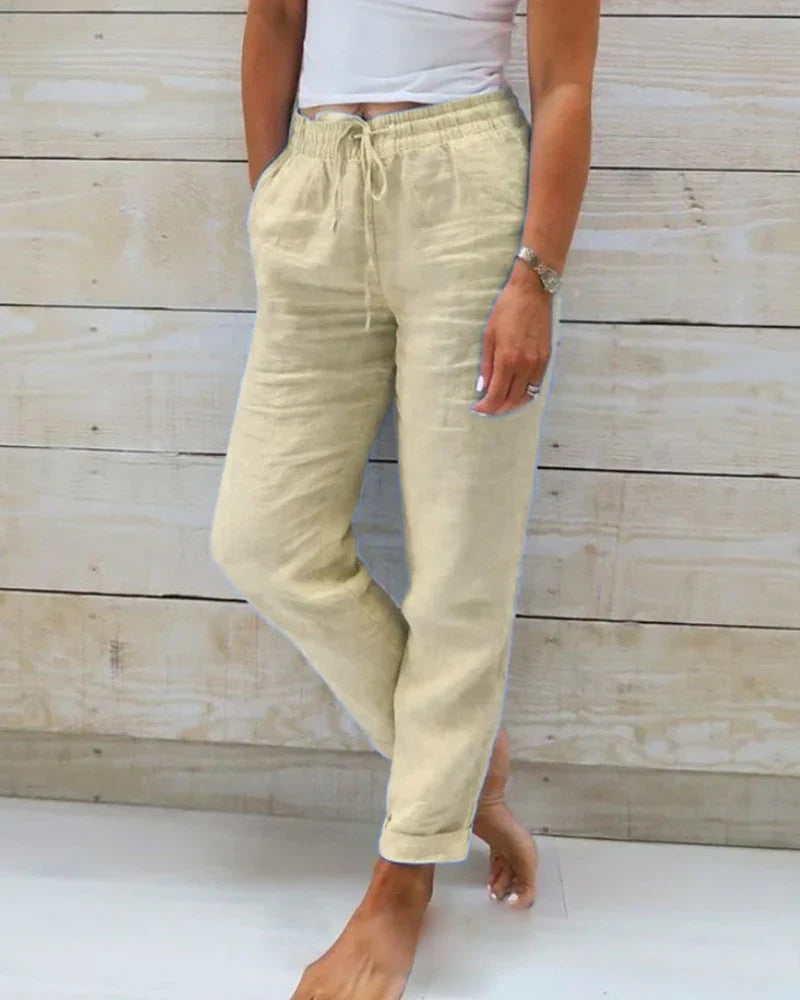 Abbigliamento donna: Pantaloni casual con vita elastica per una vestibilità comoda. Ottimi per taglie grandi.