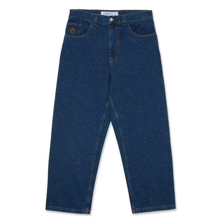 Jeans larghi baggy da uomo per look streetwear casual. Vita bassa e design comodo per tendenza moda.
