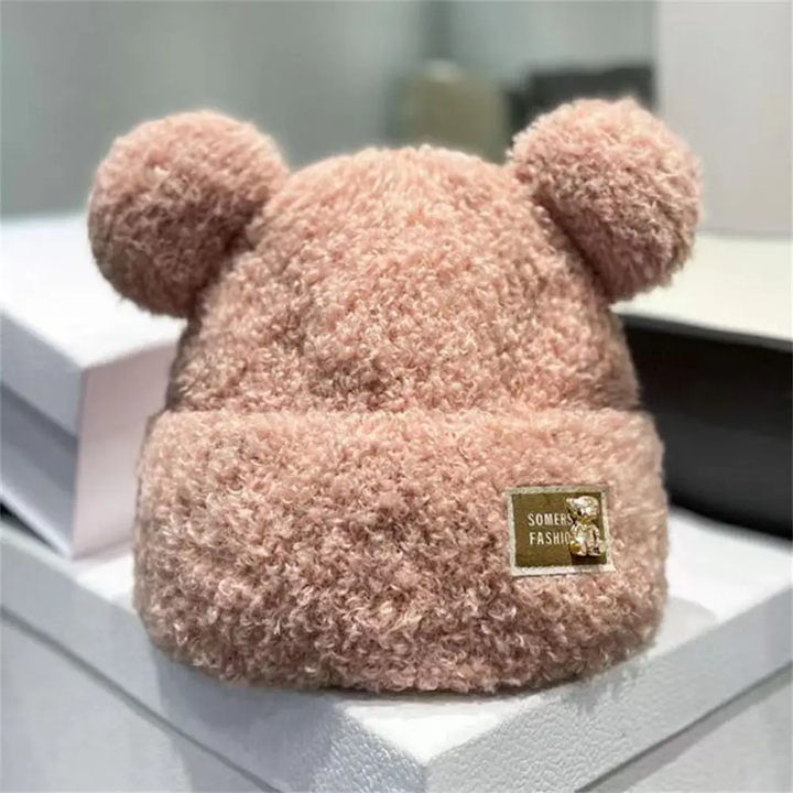 Accessorio invernale da uomo: berretto caldo in peluche sherpa con orecchie da orso. Taglia unica.