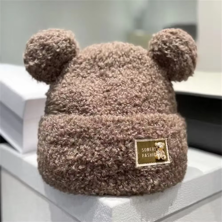 Berretto invernale uomo, orecchie orso, sherpa peluche. Caldo, moda, casual. Perfetto accessorio regalo.