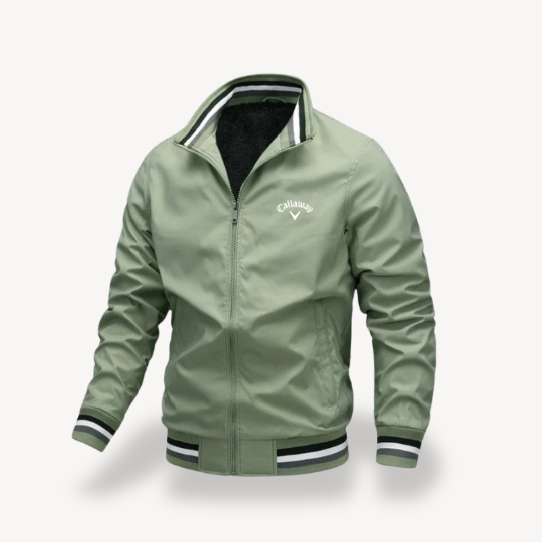 Moderna giacca bomber uomo, leggera e con dettagli a strisce. Ideale per abbigliamento casual e di tendenza.