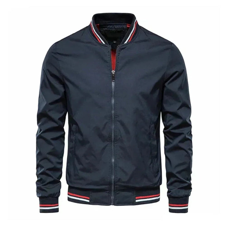 Giacca bomber leggera da uomo, stile casual con collo a costine. Perfetta per outfit quotidiani, versatile moda uomo.