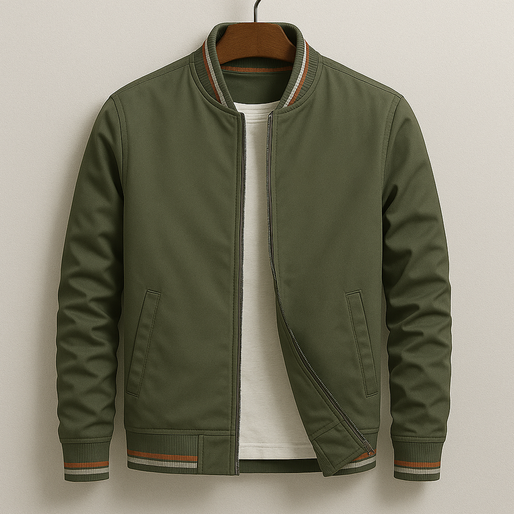 Elegante bomber uomo casual, stile leggero con polsini a costine, versatile outwear per le mezze stagioni.