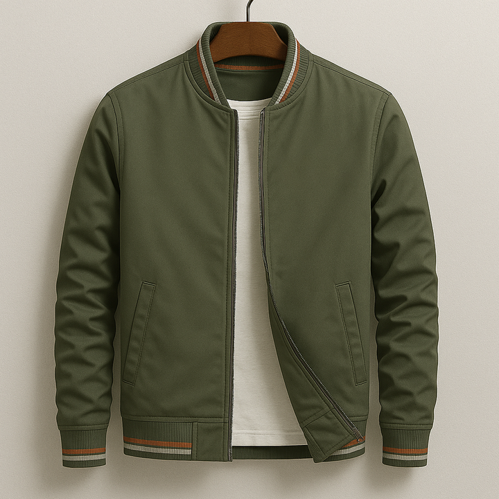 Elegante bomber uomo casual, stile leggero con polsini a costine, versatile outwear per le mezze stagioni.