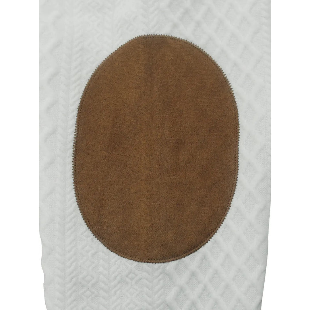 Pullover in maglia a treccia da uomo, con bottoni decorativi e resistenti gomitiere.