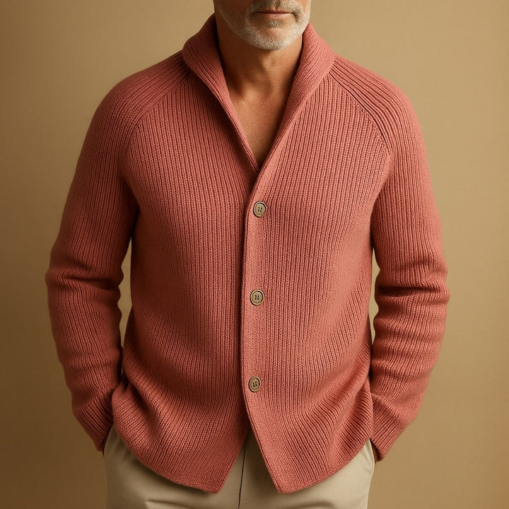 Cardigan uomo moderno a collo a scialle, un maglione elegante e pratico per ogni stagione.