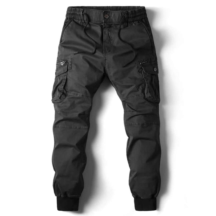 Pantaloni jogger cargo grigi da uomo, ideali per attività sportive o un outfit rilassato e alla moda.