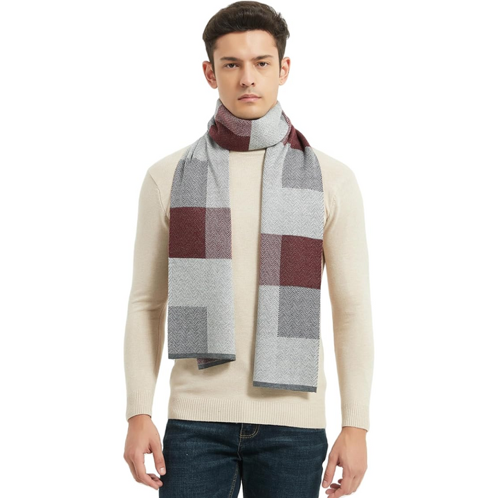 Sciarpa e cappello uomo in pura lana cashmere, un set a maglia caldo ed elegante.