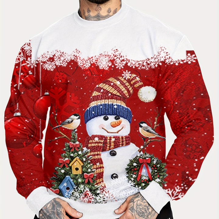 Maglione uomo natalizio con girocollo e design festivo, capo versatile per l'abbigliamento casual invernale.