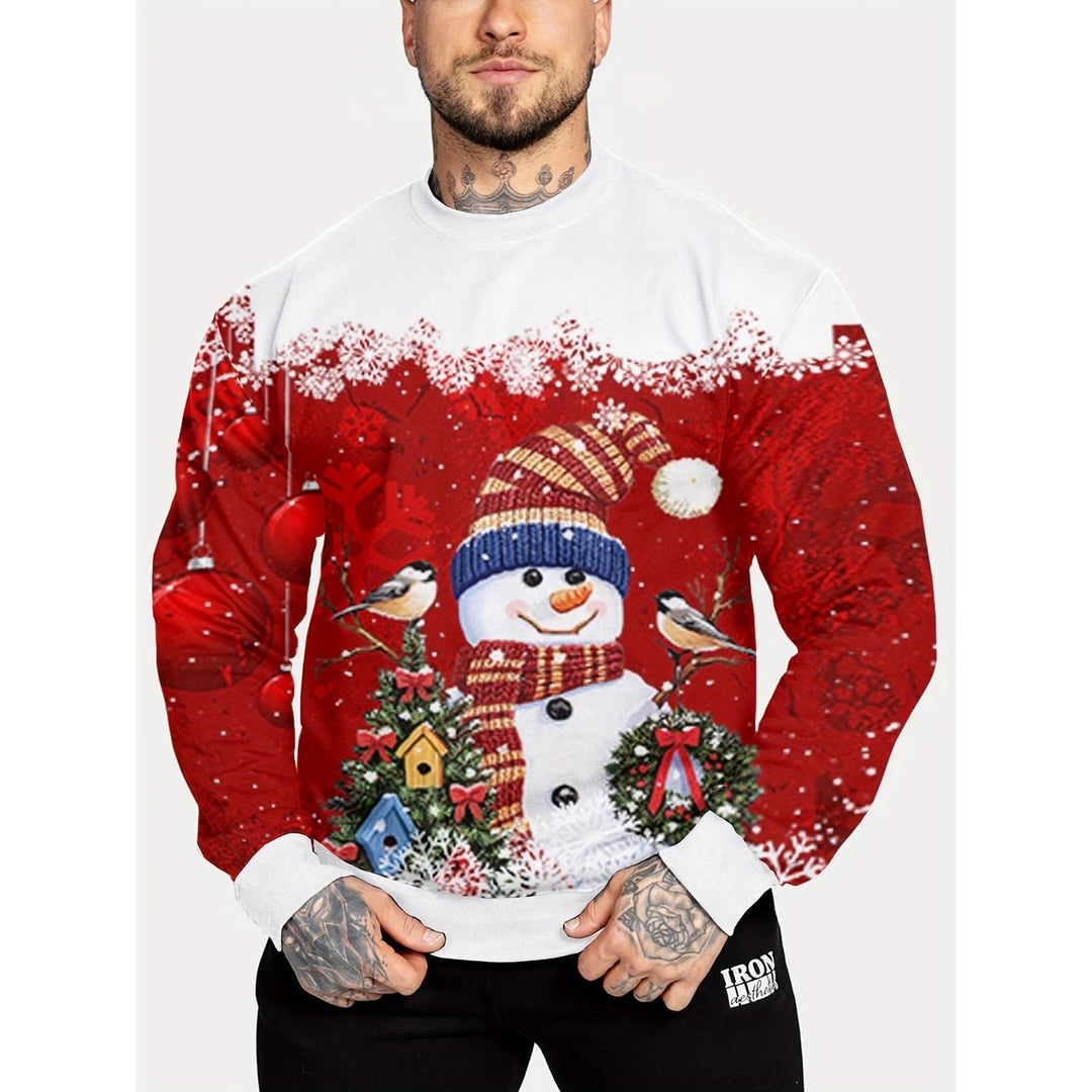 Maglione uomo girocollo per Natale, caldo e casual con motivo festivo, ideale per regali.