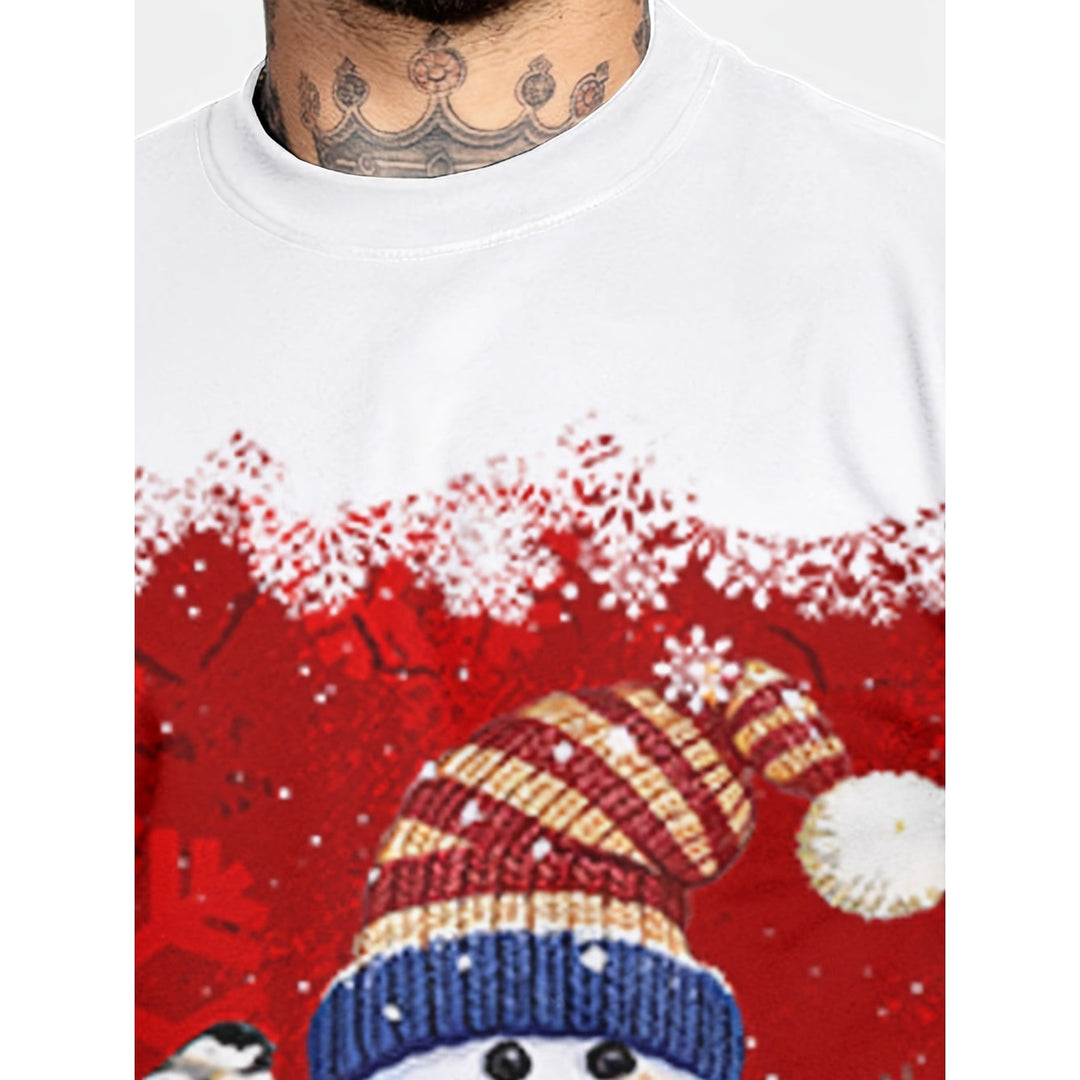 Stampa festiva su maglione girocollo natalizio da uomo, un capo essenziale per la stagione.