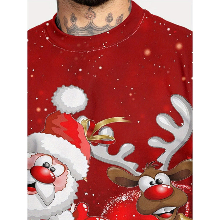 Maglione uomo casual girocollo, ideale per feste di Natale e serate invernali, stampa unica.