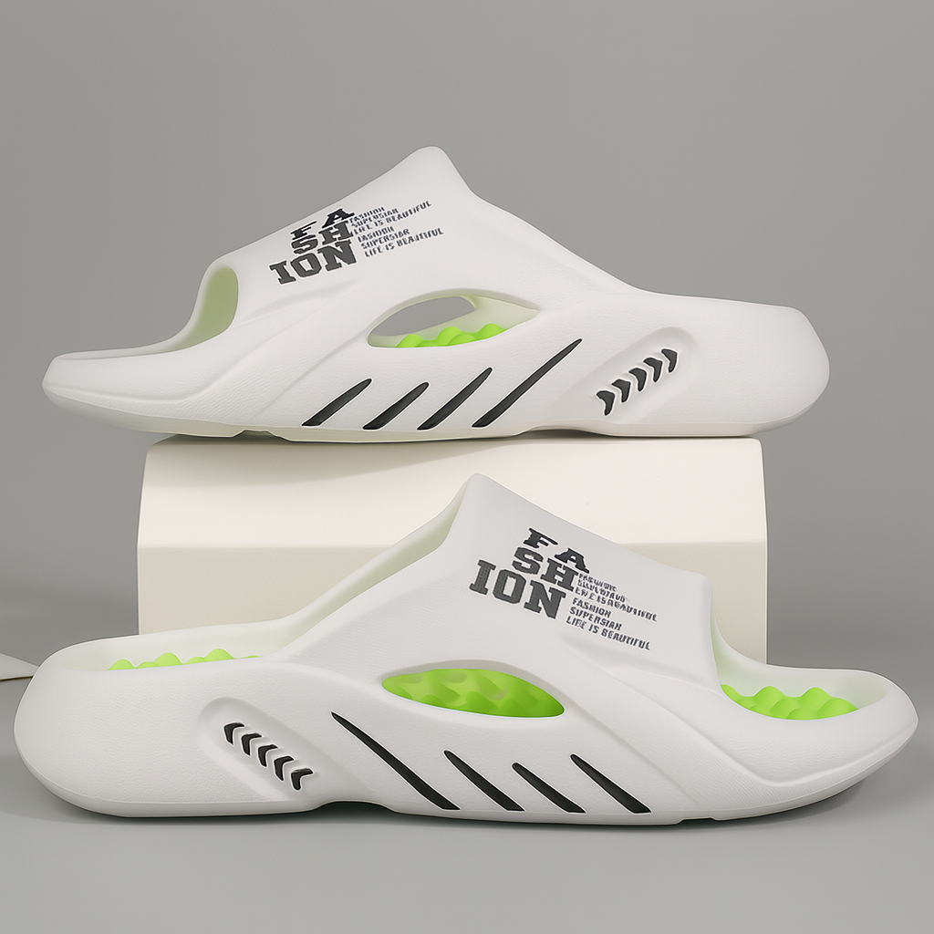 Scivoli platform da uomo neri, perfetti per l'estate. Design robusto, comfort casual per spiaggia e tempo libero.