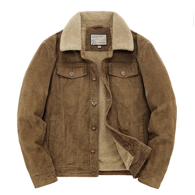 Giacca uomo calda stile camionista, perfetta per autunno/inverno, look casual e confortevole.