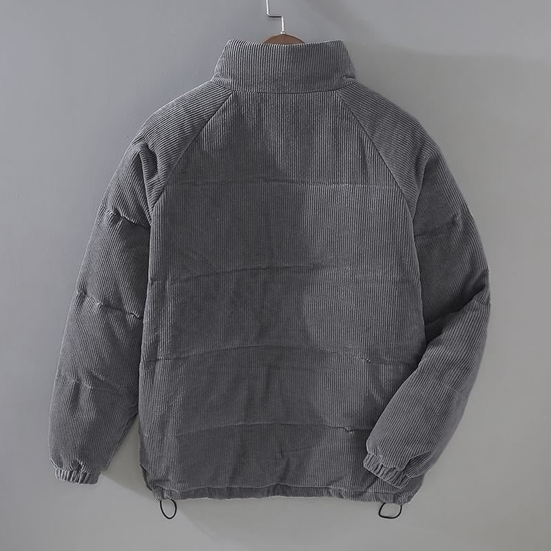 Giacca piumino uomo trapuntata. Il collo alto e il design casual la rendono ideale per il comfort e lo stile invernale.