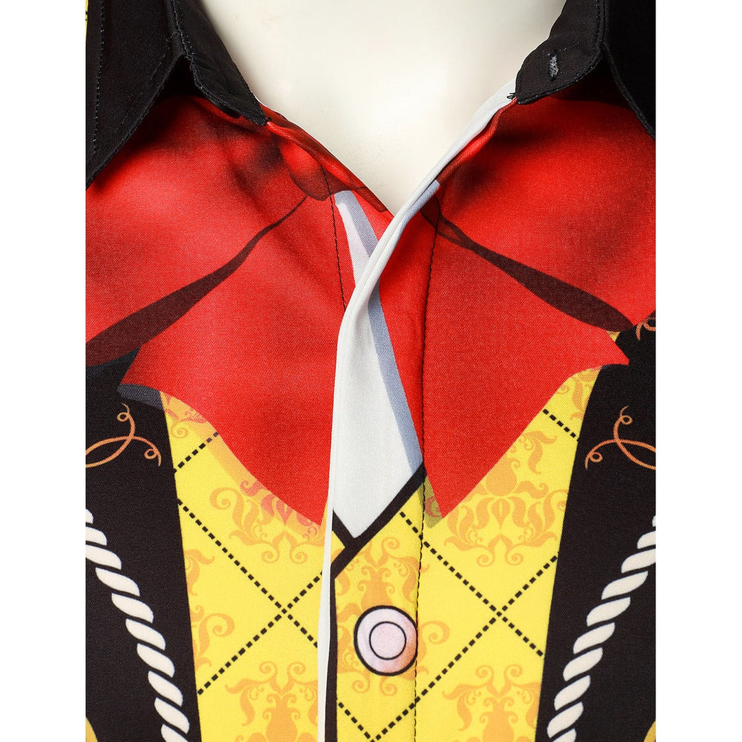 Camicia nera da uomo stile Mariachi con maniche corte, ideale per costumi di Halloween, carnevale o eventi a tema.