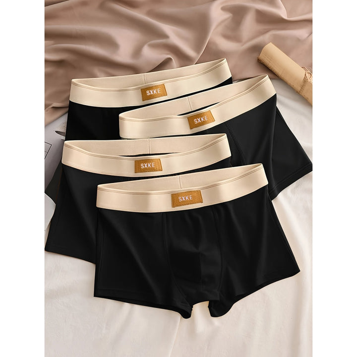 Intimo maschile: 4 boxer elasticizzati in vari colori, essenziali con vita confortevole.
