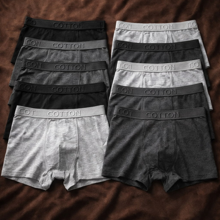 Primo piano sul tessuto morbido e traspirante dei boxer briefs uomo, garantendo comfort e vestibilità morbida.