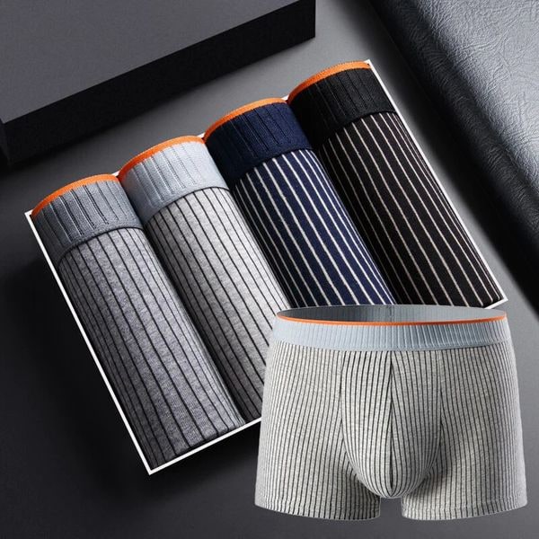 Boxer uomo elasticizzato con costine, supporto contornato. Intimo maschile per comfort quotidiano e vestibilità perfetta.