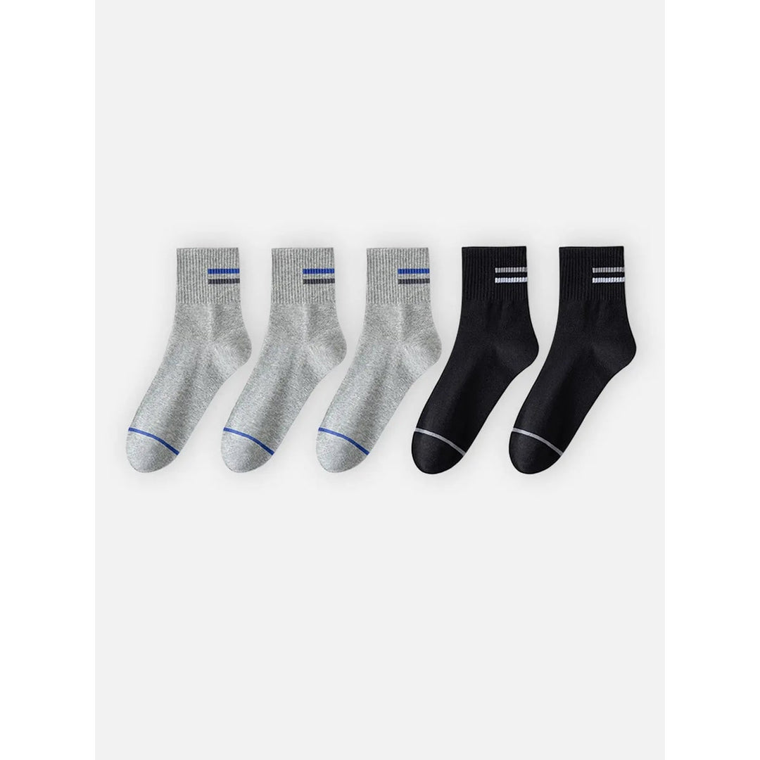 Calze crew da uomo con dettagli a righe, pacchetto 5. Antiscivolo e morbide per un comfort senza pari.