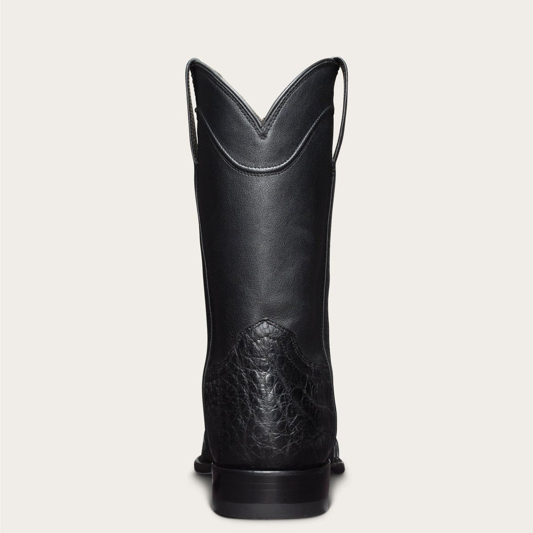 Stivali roper neri da uomo. Punta tonda. Stampa coccodrillo. Comfort autentico per un impeccabile stile western.