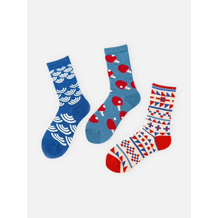 Calzini uomo fantasia colorata traspirante con polsino a costine, ideali per un look casual e moderno.