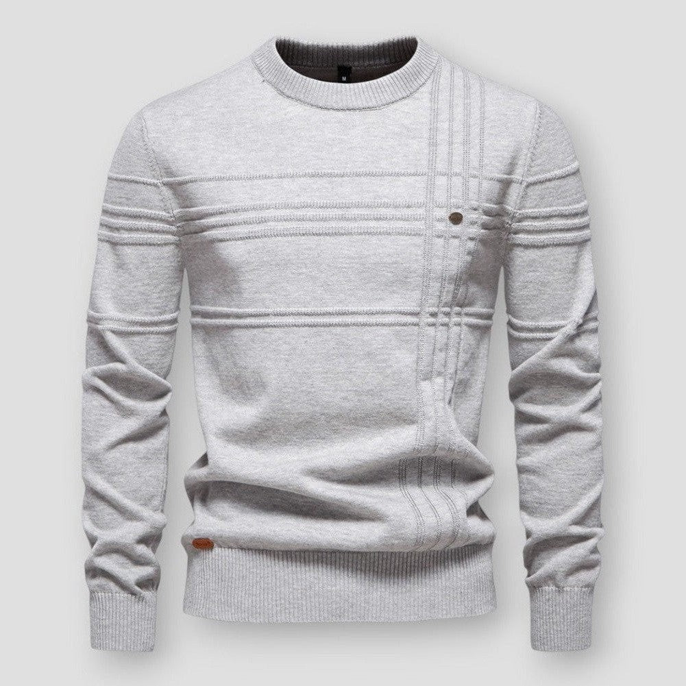 Comodo maglione uomo casual girocollo, con accattivanti righe testurizzate, un capo essenziale.